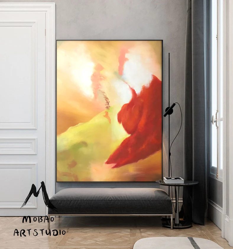 Red Modern Abstract Canvas Artwork 36GWK wall art